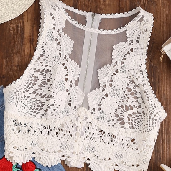White Crochet Lace Tank Top - Picture 2 of 7